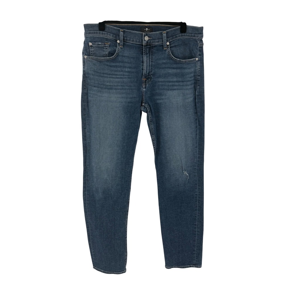 7 For All Mankind Slimmy Jeans Mens 36 Blue Excellent Slim Straight‎ JT511210P